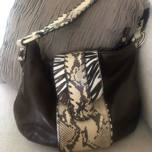 Leather/animal print shoulder bag by Vanessa